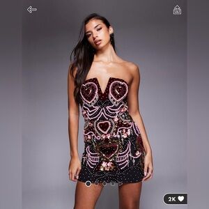 Elegant Black and Pink Strapless Dress